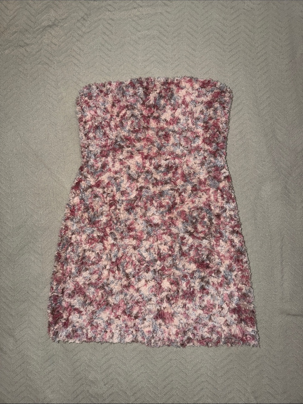 Storia Strapless Bouclé Mini Dress in Pink Multi